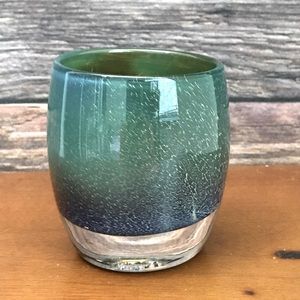 Glassybaby Hudson 0174 Green Blue Votive Glass Candle Holder